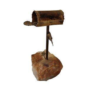 Demott Mailbox Sculpture Metal Mid Century Modern Brutalist Vintage Art Signed